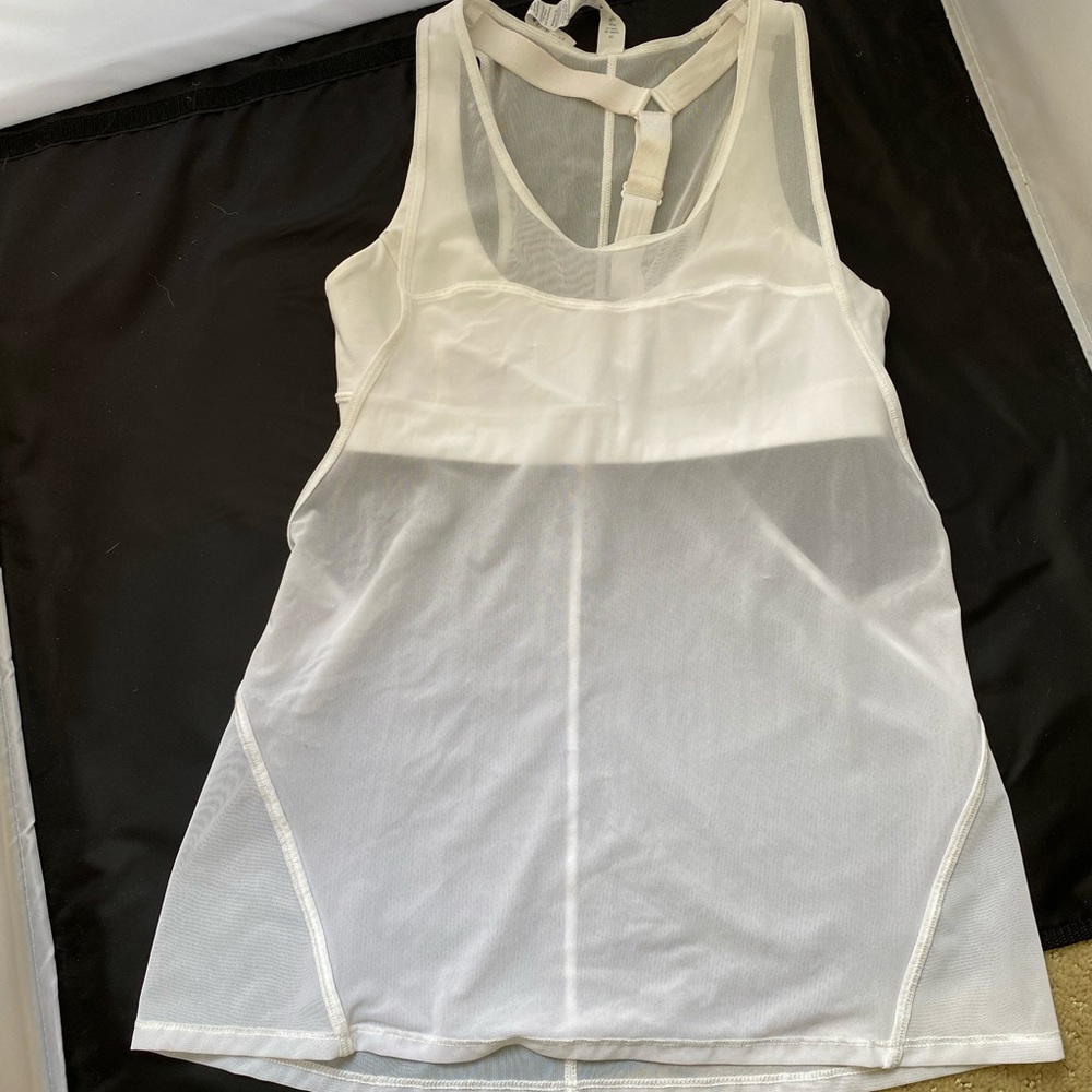 Lululemon white sports top with sheer top size 4